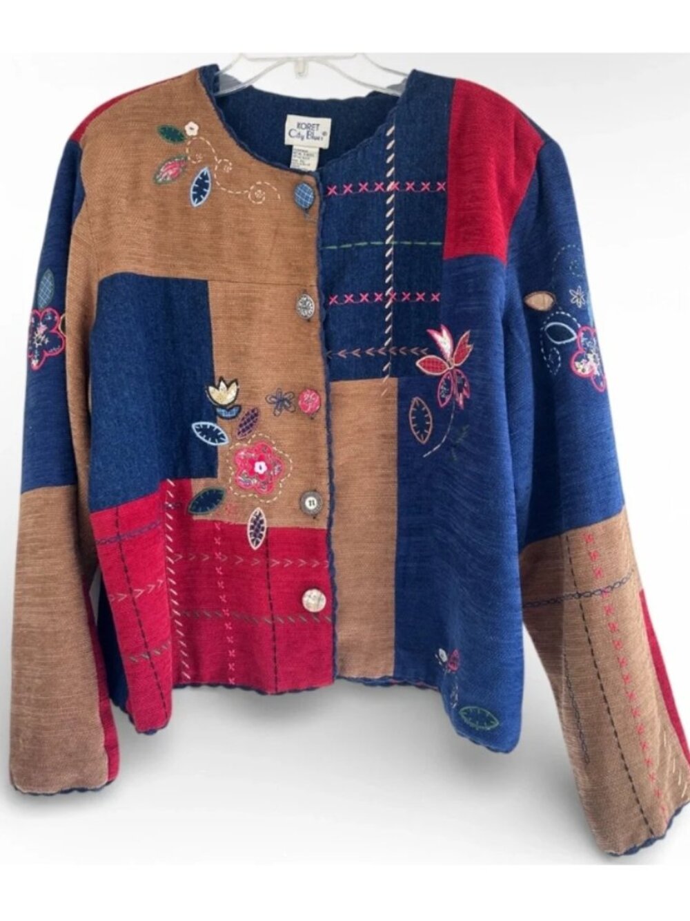 Vintage KORET City Blues 90s Artsy Patchwork Embroidered Statement Jacket - Picture 5 of 16